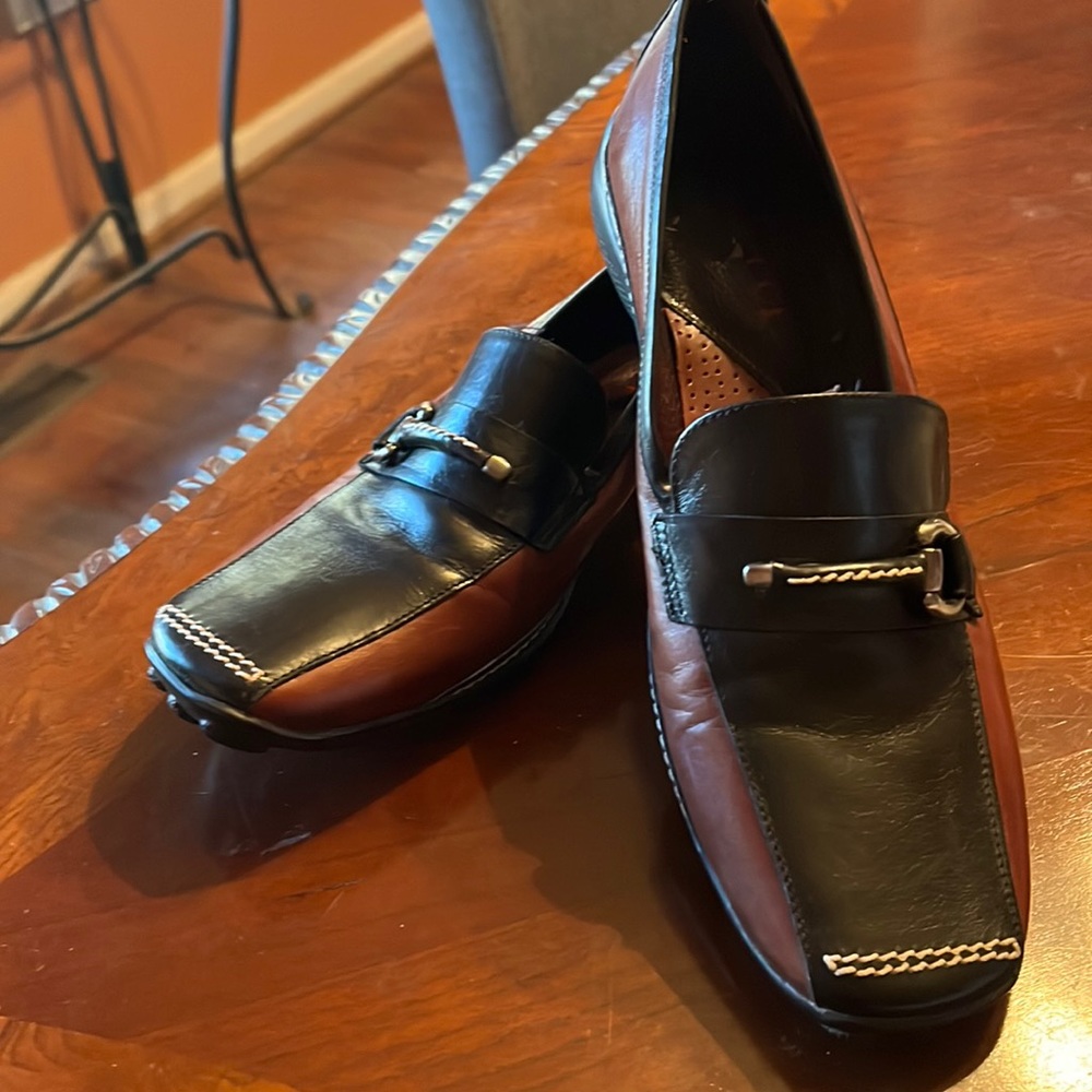Sesto Meucci Italian Leather Drivers Two Tone Brown Black US 7M
